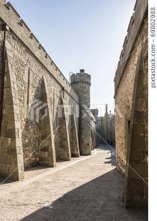 Inner street with towers of the Vorontsov Palace of the 19th century in Crimea, Russia 69802988
