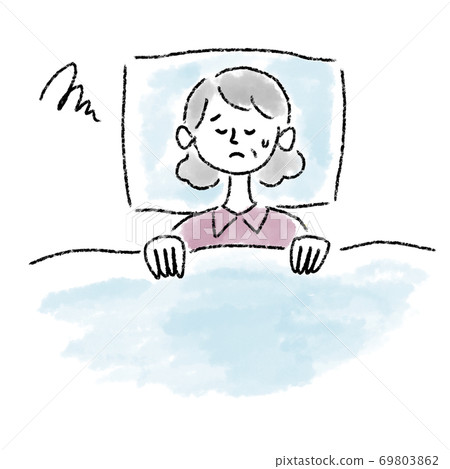 失眠的高級女人水彩手繪 69803862