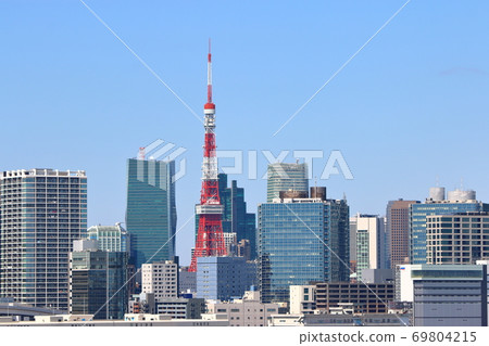 View of central Tokyo including Tokyo Tower as seen from across Tokyo Bay View of central Tokyo including Tokyo Tower as seen from across Tokyo Bay 69804215