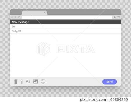 Email message blank window. E-mail empty frame. Mail mock up template. Window browser. Vector screen page. 69804269