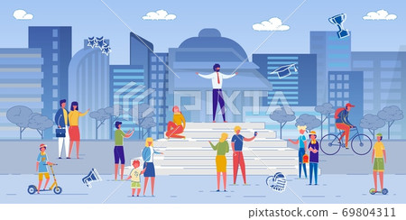 Political Debate and Educational Lecture in Park. Political Debate and Educational Lecture in Park. 69804311