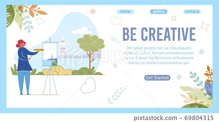 Be Creative Inspiration Slogan and Woman Draws. Be Creative Inspiration Slogan and Woman Draws. 69804315