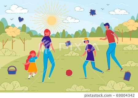 Family PLaying Together during Walk in City Park. Family PLaying Together during Walk in City Park. 69804342