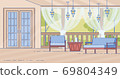 Cottage House Comfortable Outdoor Terrace Vector 69804349