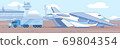 Loading Heavy Truck in Cargo Plane Flat Vector 69804354