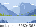 Mountain Landscape with Pond, Summer Time Nature 69804362