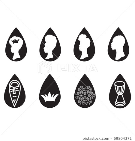 Teadrop african ethnic style earrings isolated on white background. 69804371