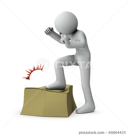 踐踏紙板箱以減輕憤怒的人。 3D渲染器 69804435