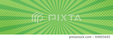 Panoramic green comic zoom with lines - Vector 69805685