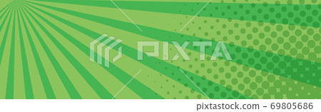 Panoramic green comic zoom with lines - Vector 69805686