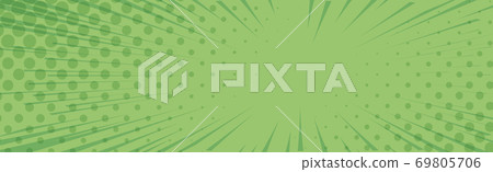 Panoramic green comic zoom with lines - Vector 69805706