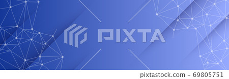 Abstract blue panoramic background made of triangles - Vector 69805751