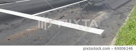 Braking distance on road after an accident closeup Braking distance on road after an accident closeup 69806146