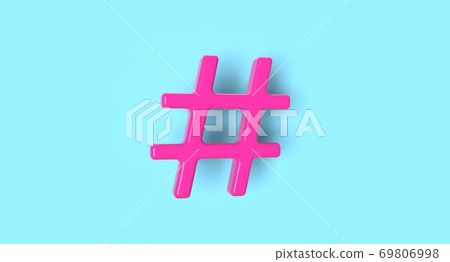 Hashtag symbol on background. Social media network concept illustration. 3D rendering. 69806998