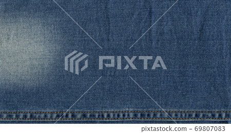 Seam blue denim cotton jeans fabric texture 69807083