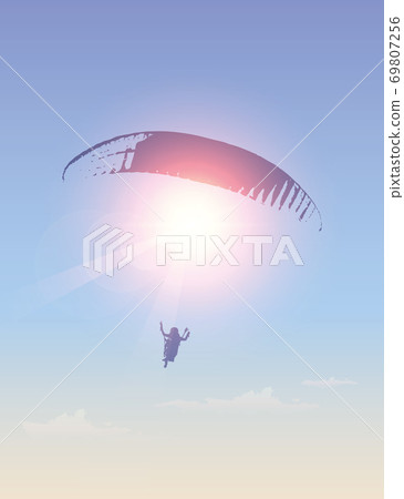 paragliding adventure paraglider on sunny sky background 69807256