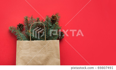 Christmas shopping bag with natural cone  69807491