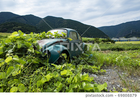 Abandoned vehicle in the grass Abandoned vehicle in the grass 69808879