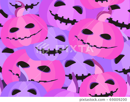 Spooky halloween pumpkins seamless pattern. Jack-o-lantern. Festive background for wrapping paper, print, fabric and printing. Vector illustration 69809200