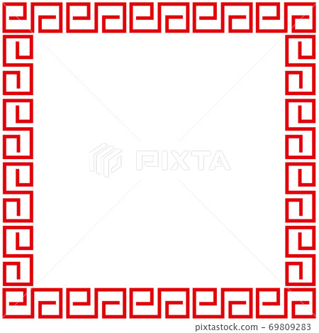 Chinese pattern frame square red - Stock Illustration [69809283] - PIXTA