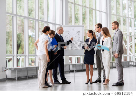 business team with scheme on flip chart at office 69812194