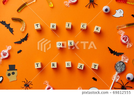 trick or treat letters and halloween sweets 69812555