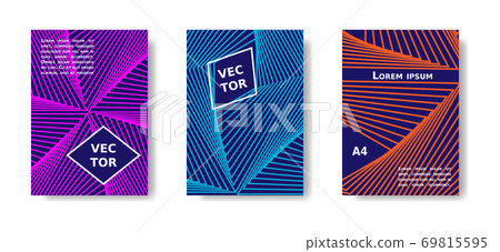 Minimal cover, title design in color lines. Vector A4 catalog,magazine futuristic set. Minimal cover, title design in color lines. Vector A4 catalog,magazine futuristic set. 69815595
