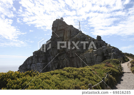 Upper tower of the lighthouse on the rock of the Cape of Good Hope. 69816285
