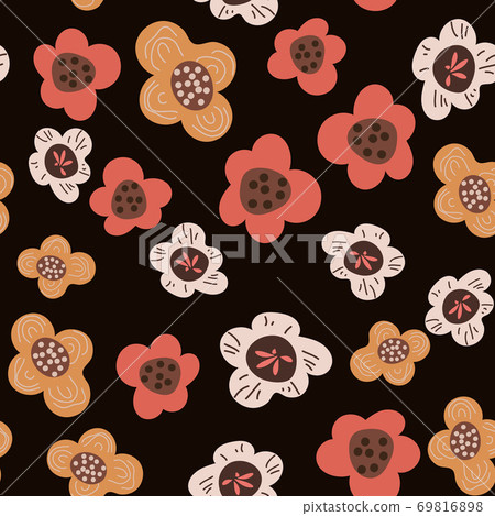 Seamless pattern with flowers on dark background 69816898