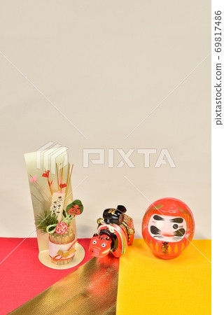 新年裝飾品，舞獅門松，慶祝新年，直到紅色beko [vertical] 69817486