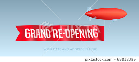 Grand opening or re-opening vector illustration, background with vintage zeppelin 69818389