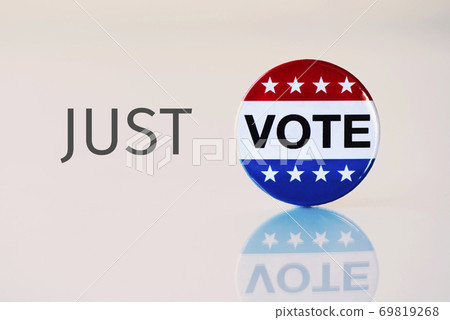text just vote, and badge for the US election 69819268