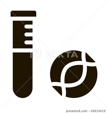 Glass Vial With Liquid Biomaterial glyph icon 69819419