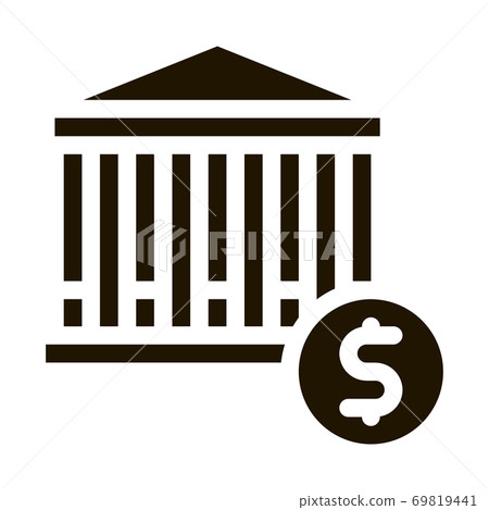 Financial Building And Dollar Coin glyph icon Financial Building And Dollar Coin glyph icon 69819441