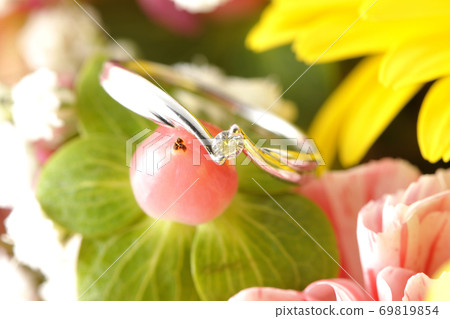 Diamond ring in the flower 69819854