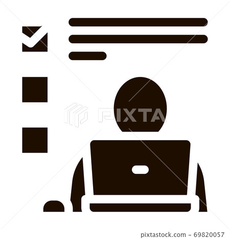 Man Working At Laptop Job Hunting glyph icon 69820057
