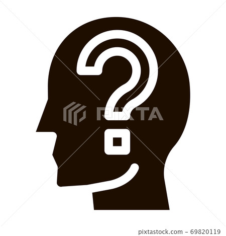 Question Mark In Man Silhouette Mind glyph icon 69820119