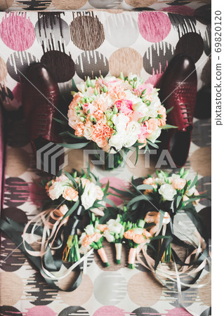 Wonderful luxury wedding bouquet of different flowers 69820120