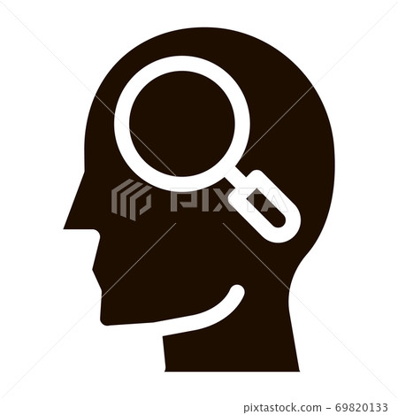 Magnifier Glass In Man Silhouette Mind glyph icon 69820133