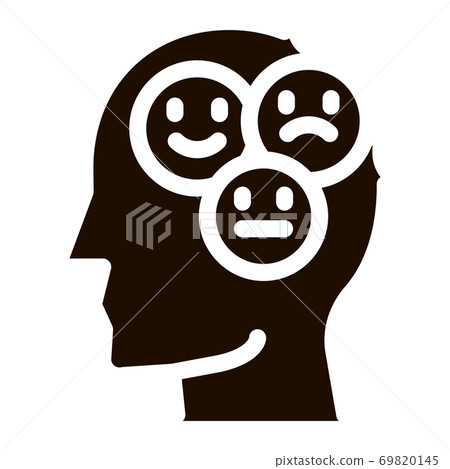 Different Mood Smile In Man Silhouette Mind Vector 69820145