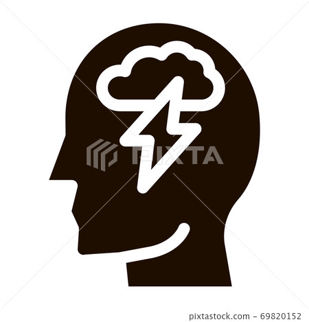 Raining Lightning Cloud In Silhouette Mind Vector Raining Lightning Cloud In Silhouette Mind Vector 69820152