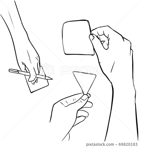 Sketch of hand hold note in doodle style-插圖素材[69820183