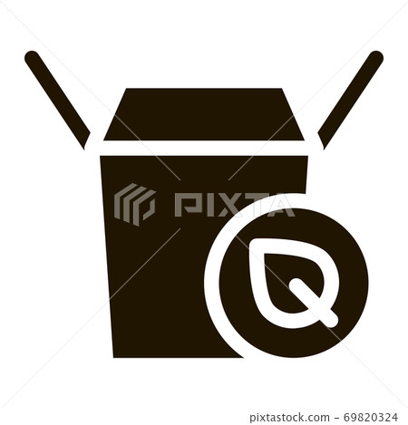 Carton Box For Food With Plant Leaf glyph icon Carton Box For Food With Plant Leaf glyph icon 69820324
