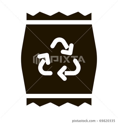 Plastic Parcel Bag With Recycle Mark glyph icon Plastic Parcel Bag With Recycle Mark glyph icon 69820335