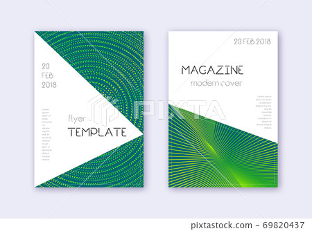 Triangle cover design template set. Green abstract 69820437