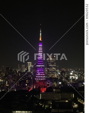 Today is the day when I could see the night view of the pink Tokyo Tower Today is the day when I could see the night view of the pink Tokyo Tower 69820532