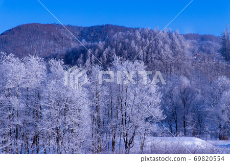 Hokkaido winter landscape Furano rime Hokkaido winter landscape Furano rime 69820554