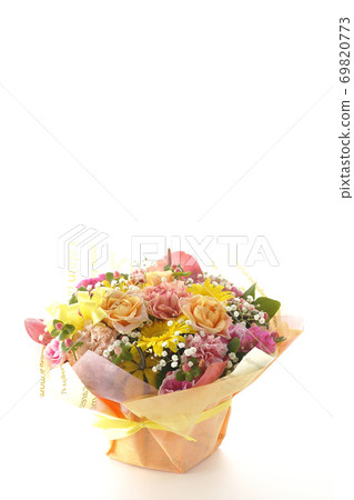 A colorful bouquet of various flowers (white background) A colorful bouquet of various flowers (white background) 69820773