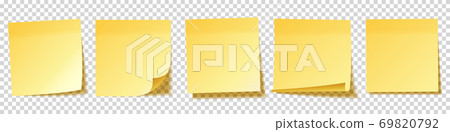 Realistic blank sticky notes. Yellow sheets of... - Stock Illustration ...