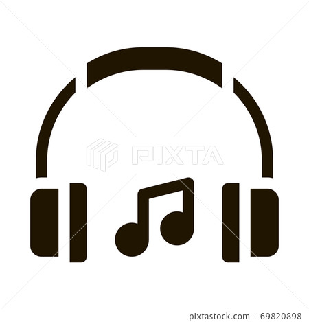 Music Headphones And Musical Notes glyph icon 69820898